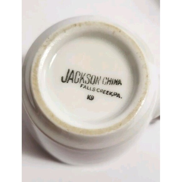 Vintage Jackson Custom China Mug Set Of Two White With Green & Brown flow  K9 - Picture 2 of 9